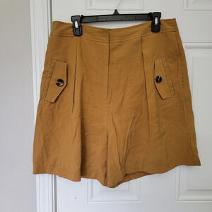 NWT Sage & Citrus Gold Dressy Pleated Shorts Button Accents High Rise Size XL